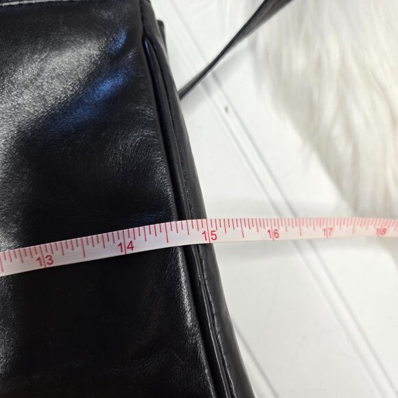 Vintage Charles Jourdan of Paris Brown Black Leather Envelope Shoulder Bag 15x9" - Picture 11 of 13